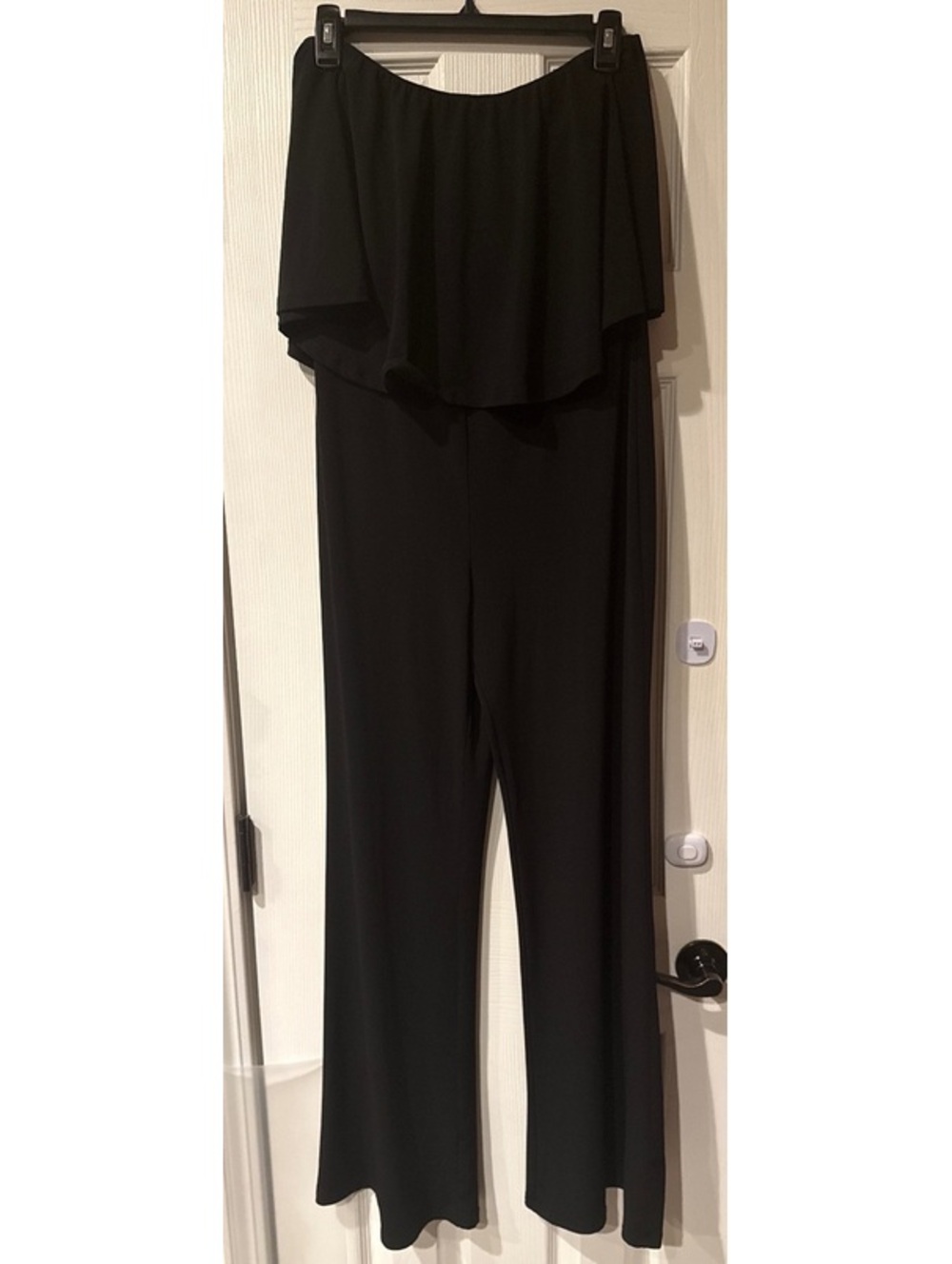 Scoop Black strapless Jumpsuit with Flared Legs, Size M